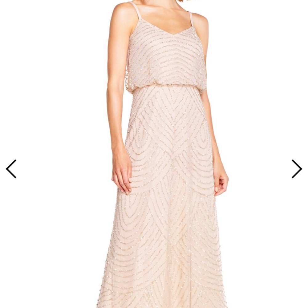 Adrianna Papell Art Deco Blouson Beaded Gown